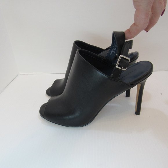 Charles & Keith Black Sling Back Peep Toe Stiletto Heels - Picture 4 of 12